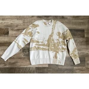 $2,895 NWT Alexander McQueen Ivory Glittery Metalized Gold Crewneck Sweater M